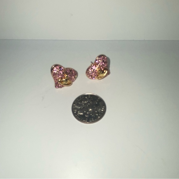 Vivienne Westwood Timy Diamante Heart Earrings Pink and Gold - Picture 8 of 16
